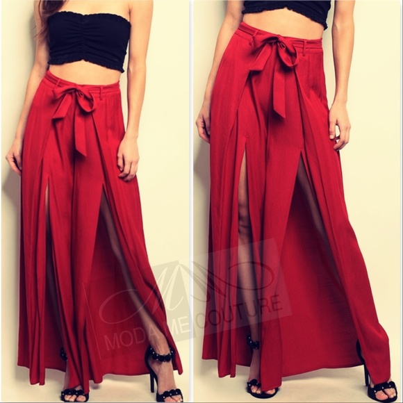 JESSICA Wine Split Pants - Picture 4 of 4